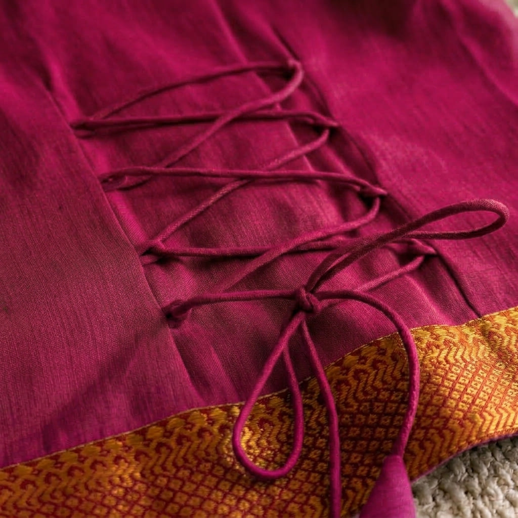Gungun x Tyohaar | Chilli Red Mangalgiri Cotton Ready-To-Wear Saree