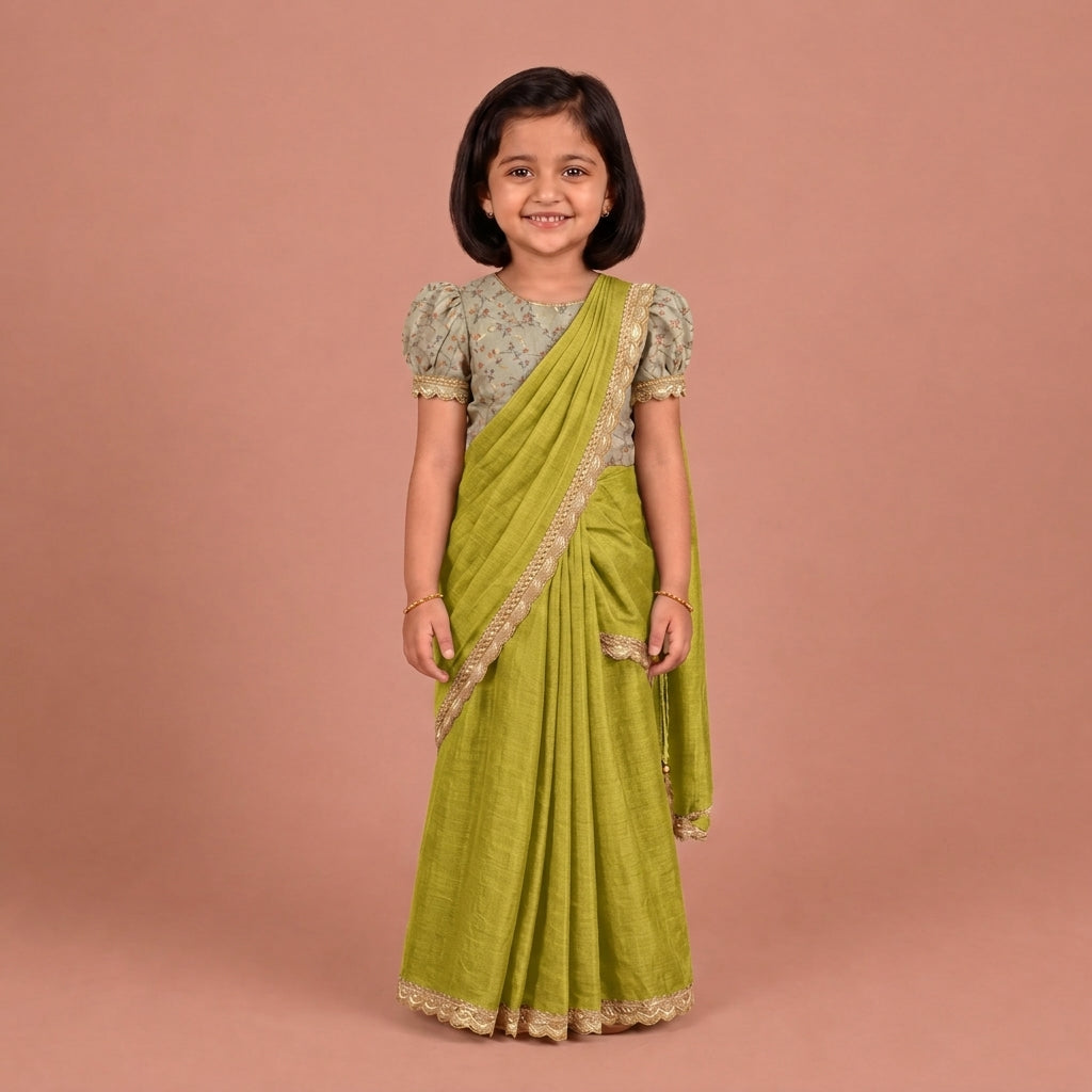 Chanchal x Tyohaar | Lumina Yellow Viscose Organza Skirt Style Saree