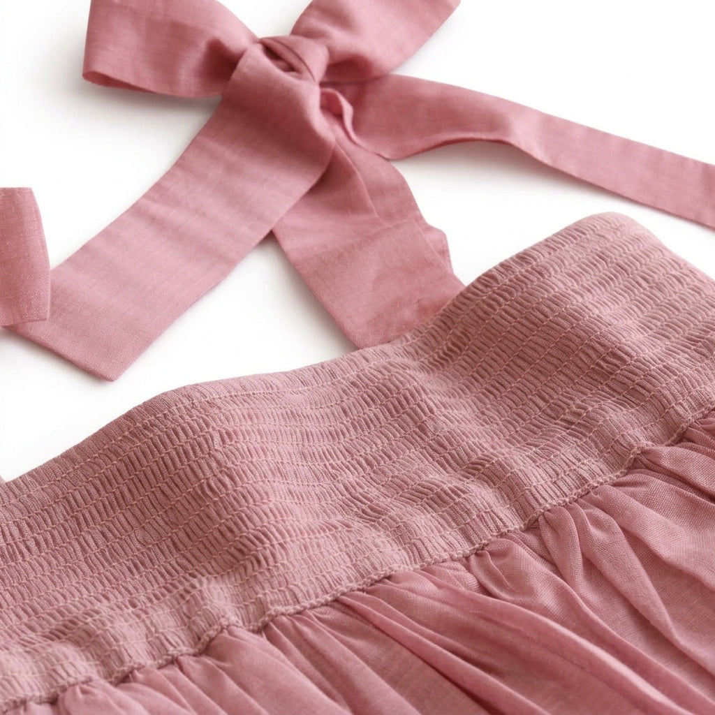 Evie x Tyohaar | Tiered Skirt & Top Set in Baby Pink Chanderi