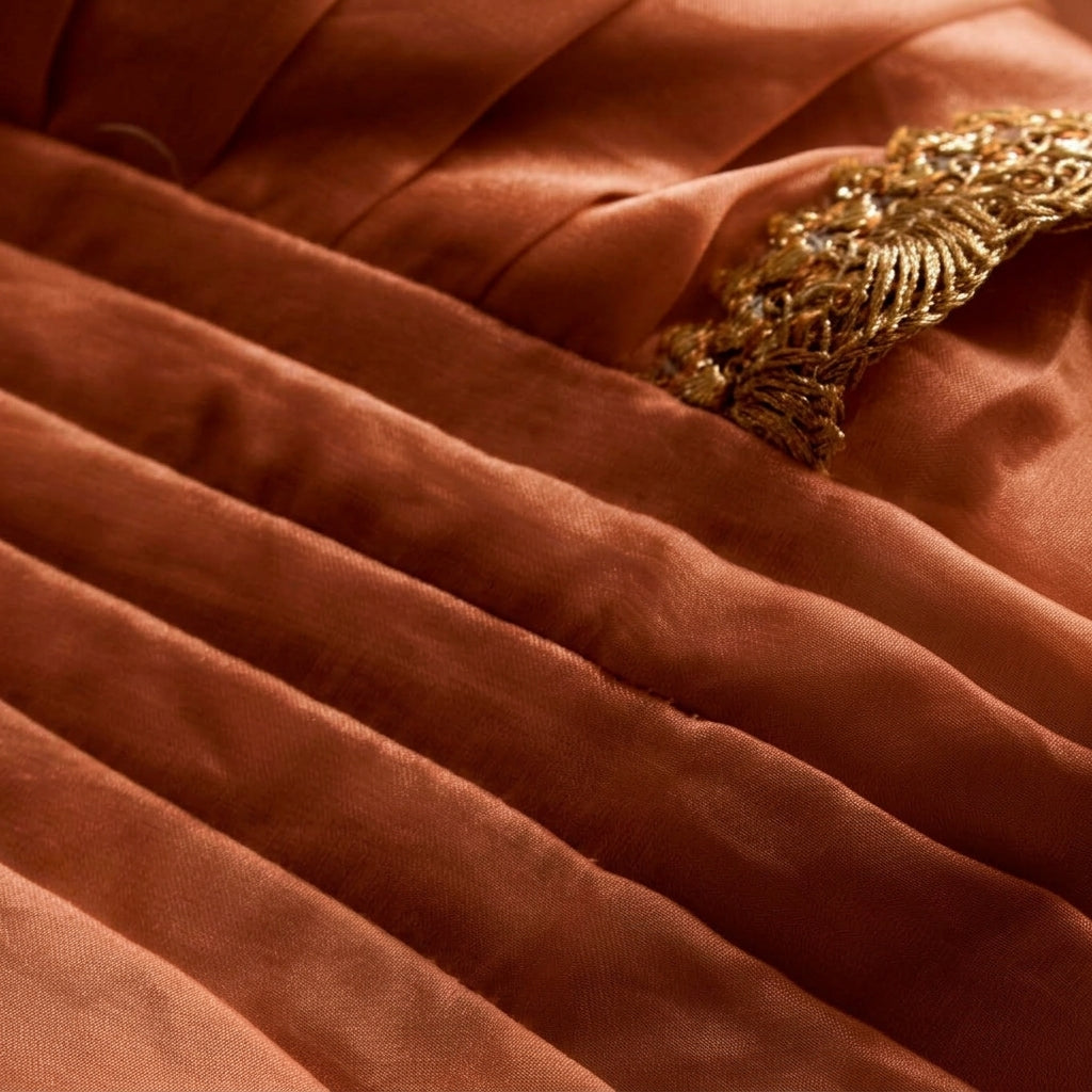Nureh x Tyohaar | Amber Glow Shimmer Tissue Skirt Style Saree