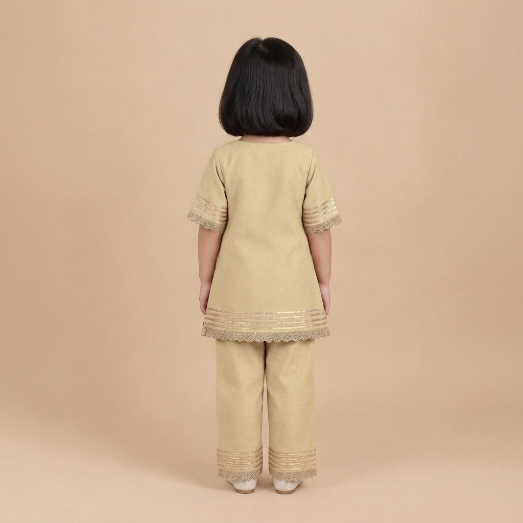 Afiya x Tyohaar | Ivory Solid Viscose Straight Kurta & Pant Set