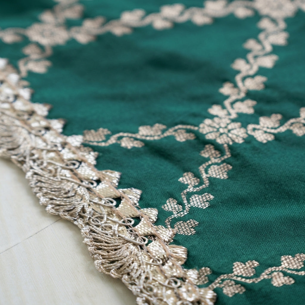 Poppy x Tyohaar | Emerald Green Vine Mesh Brocade Tent Style Kurta & Flared Pant Set