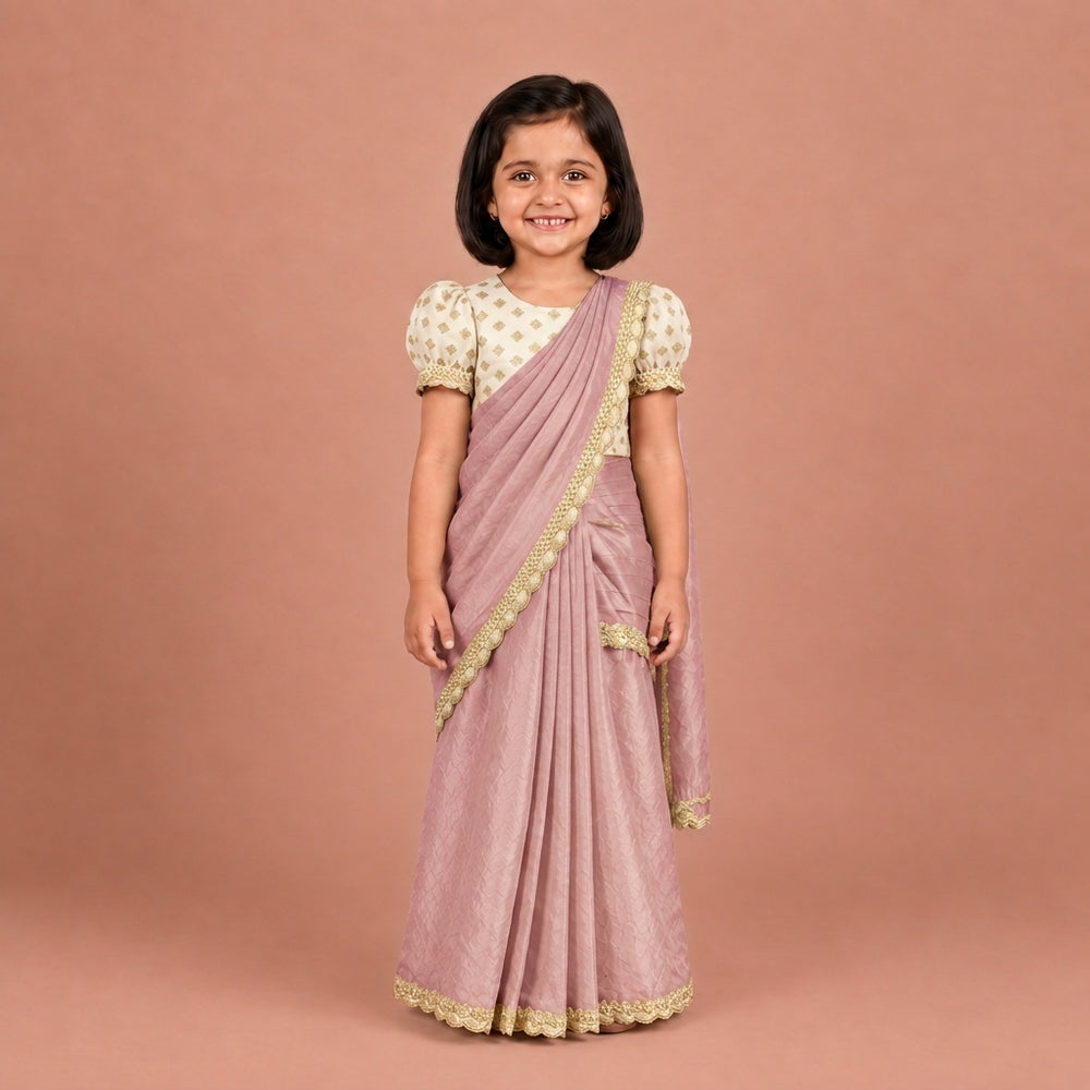 Chanchal x Tyohaar | Cloudy Pink Peach Viscose Organza Skirt Style Saree