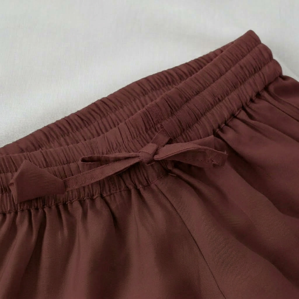 Afiya x Tyohaar | Deep Maroon Solid Viscose Straight Kurta & Pant Set