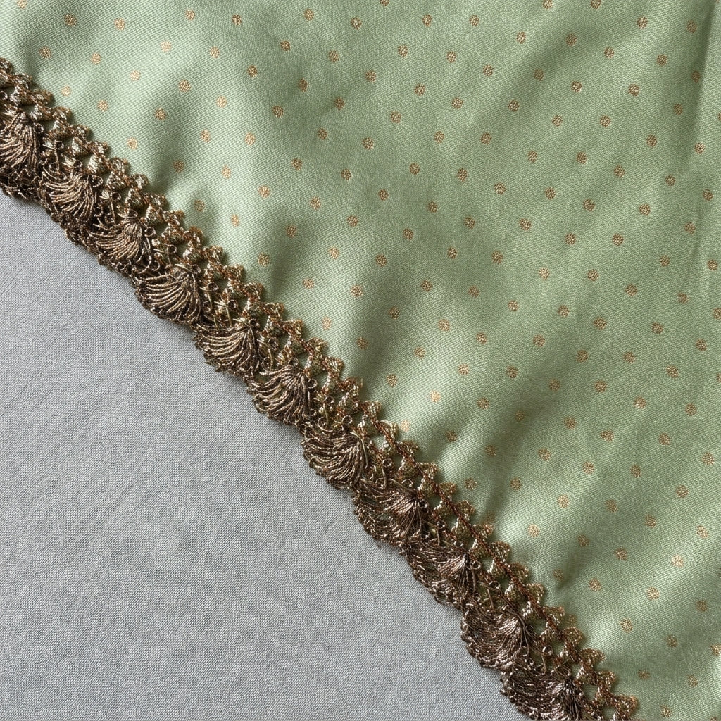Kitty x Tyohaar | Light Green Foil Chandheri Tent Style Kurta & Flared Pant Set