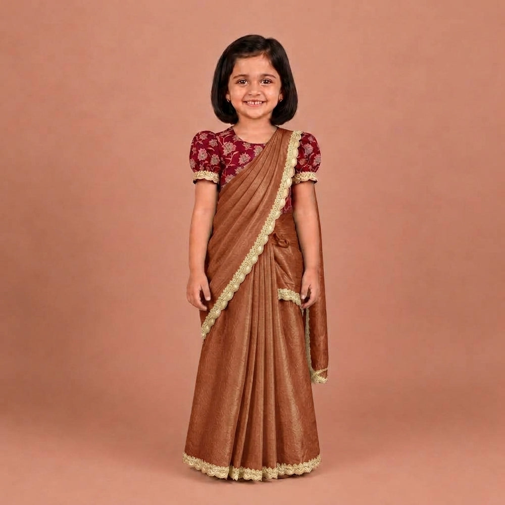 Nureh x Tyohaar | Amber Glow Shimmer Tissue Skirt Style Saree