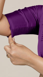  Anisha x Rozaana | Elbow Sleeves Saree Blouse in Purple_5