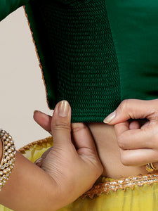 Begum x Tyohaar | Elbow Sleeves Saree Blouse in Bottle Green