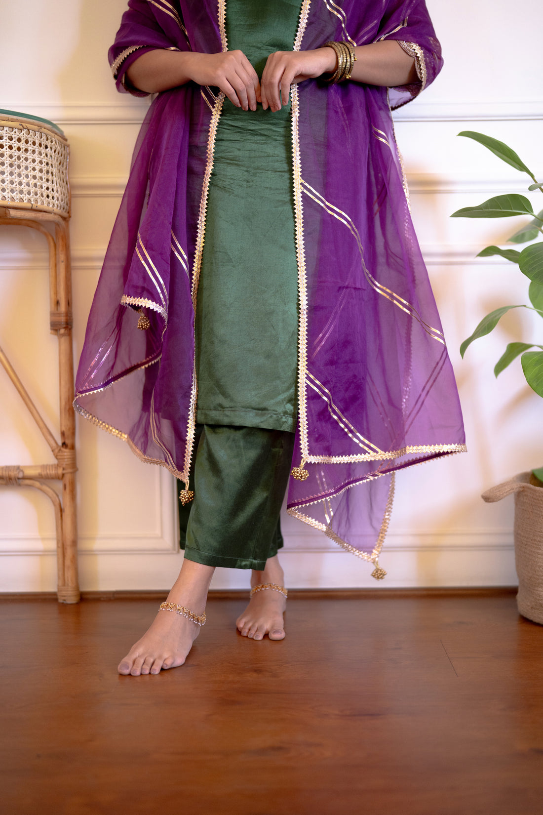 Falak x Tyohaar Dupatta, in Purple Viscose, made for party & festive (view 2).
