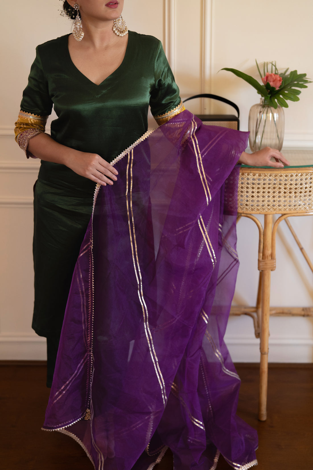 Falak x Tyohaar Dupatta, in Purple Viscose, made for party & festive (view 4).