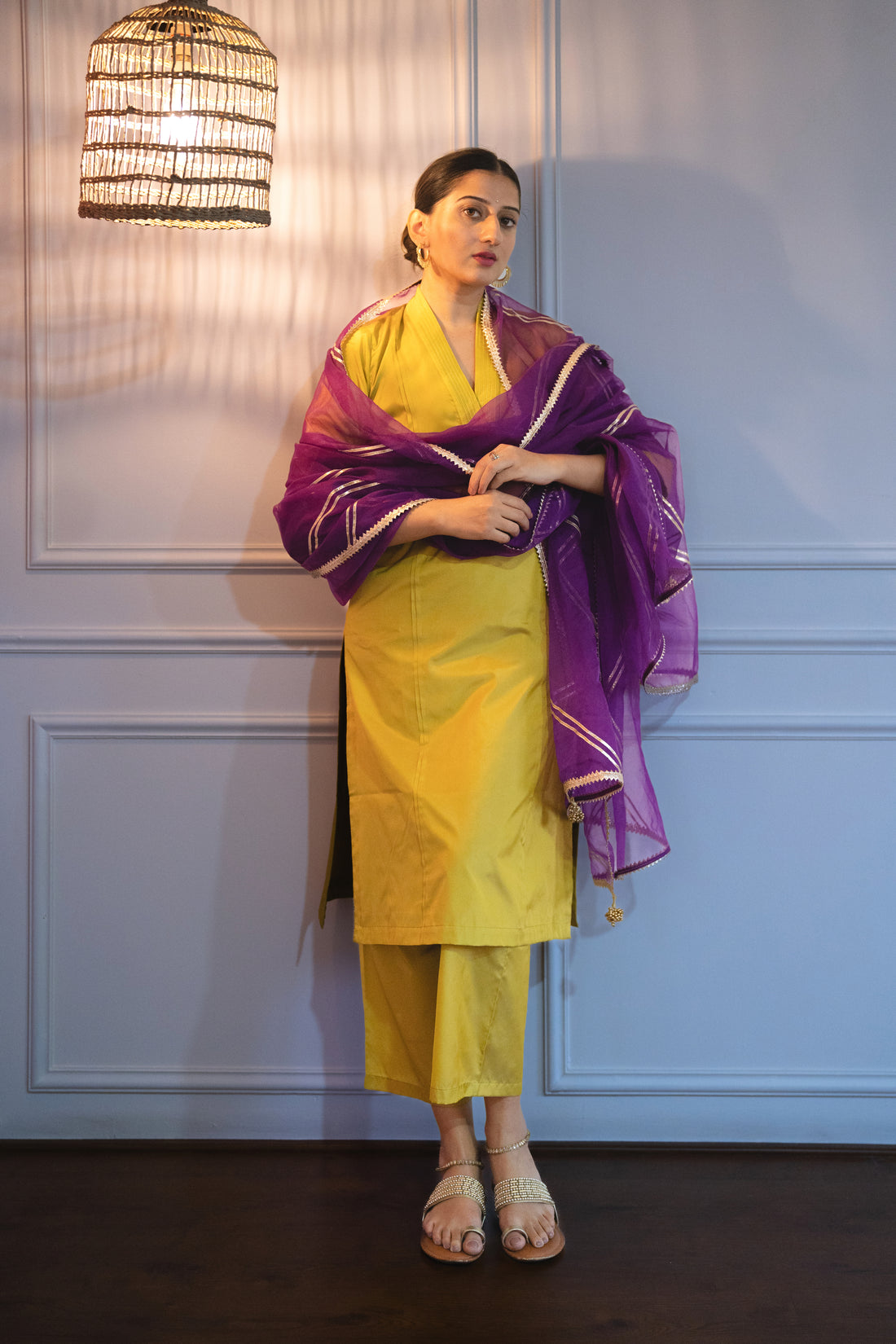 Falak x Tyohaar Dupatta, in Purple Viscose, made for party & festive (view 7).