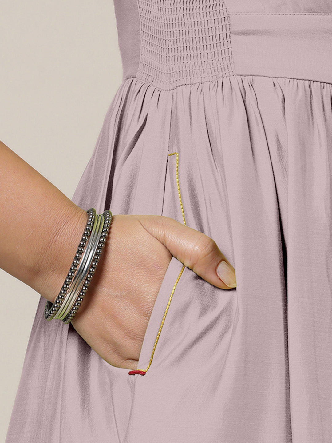 Faiza x Rozaana Kurta, in Purple Viscose, featuring elbow sleeves and v-neckline, made for daily & work (view 4).