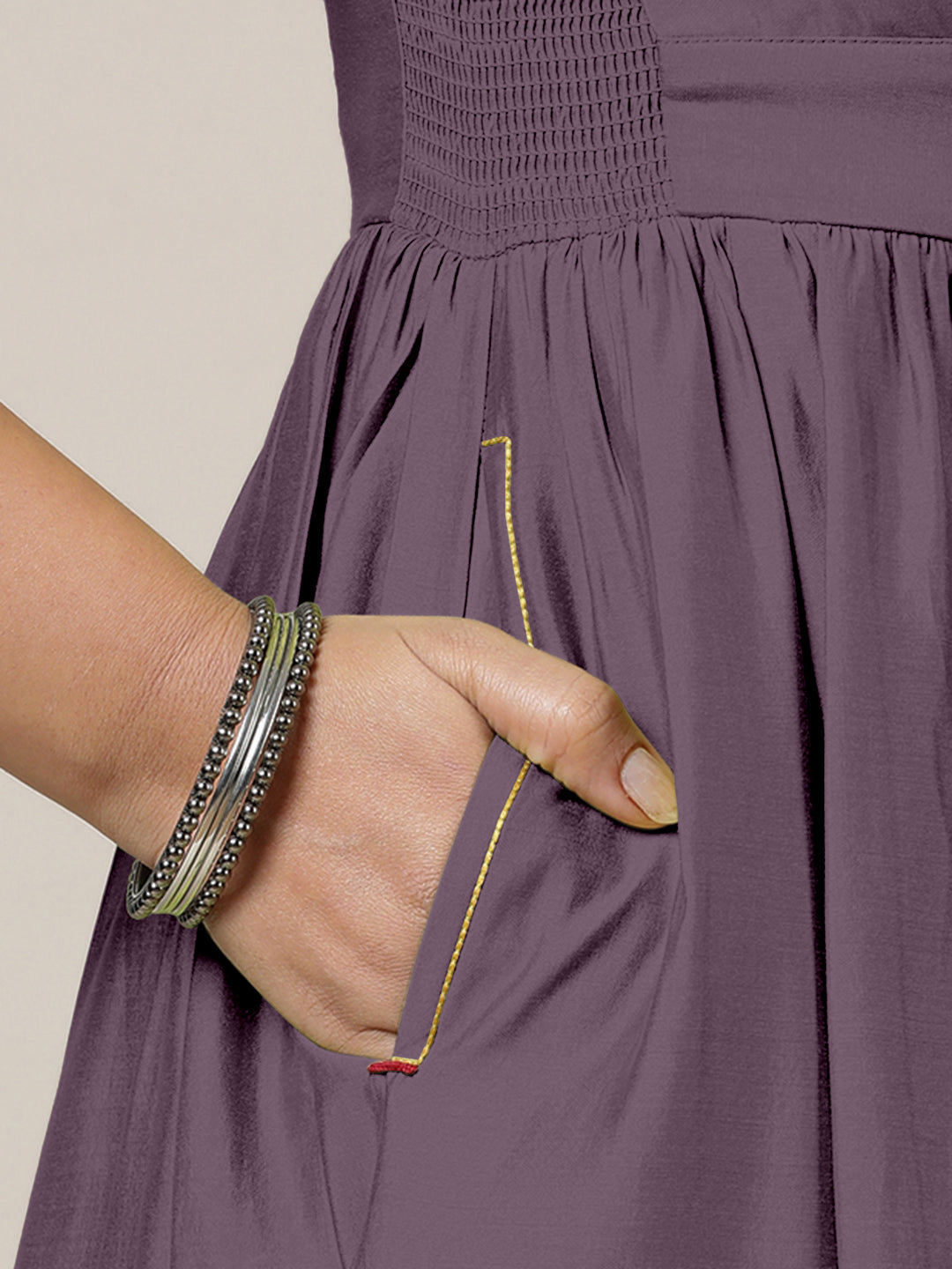 Faiza x Rozaana Kurta, in Purple Viscose, featuring elbow sleeves and v-neckline, made for daily & work (view 4).
