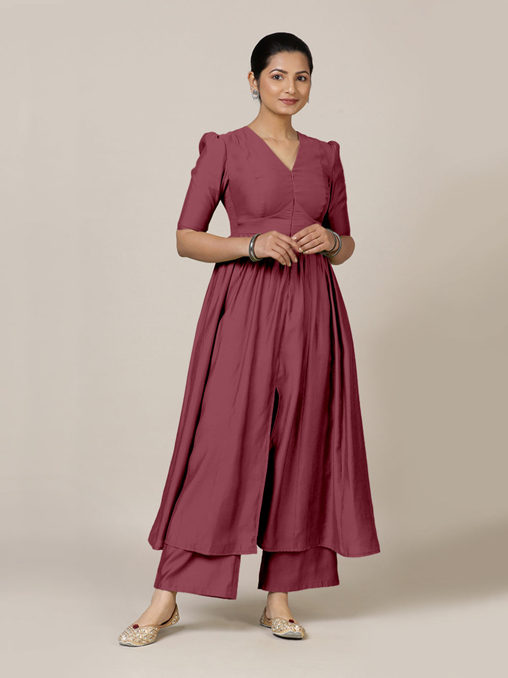 Faiza x Rozaana | A Line Kurta in Rose Pink with Thread Work | Coords or Only Kurta