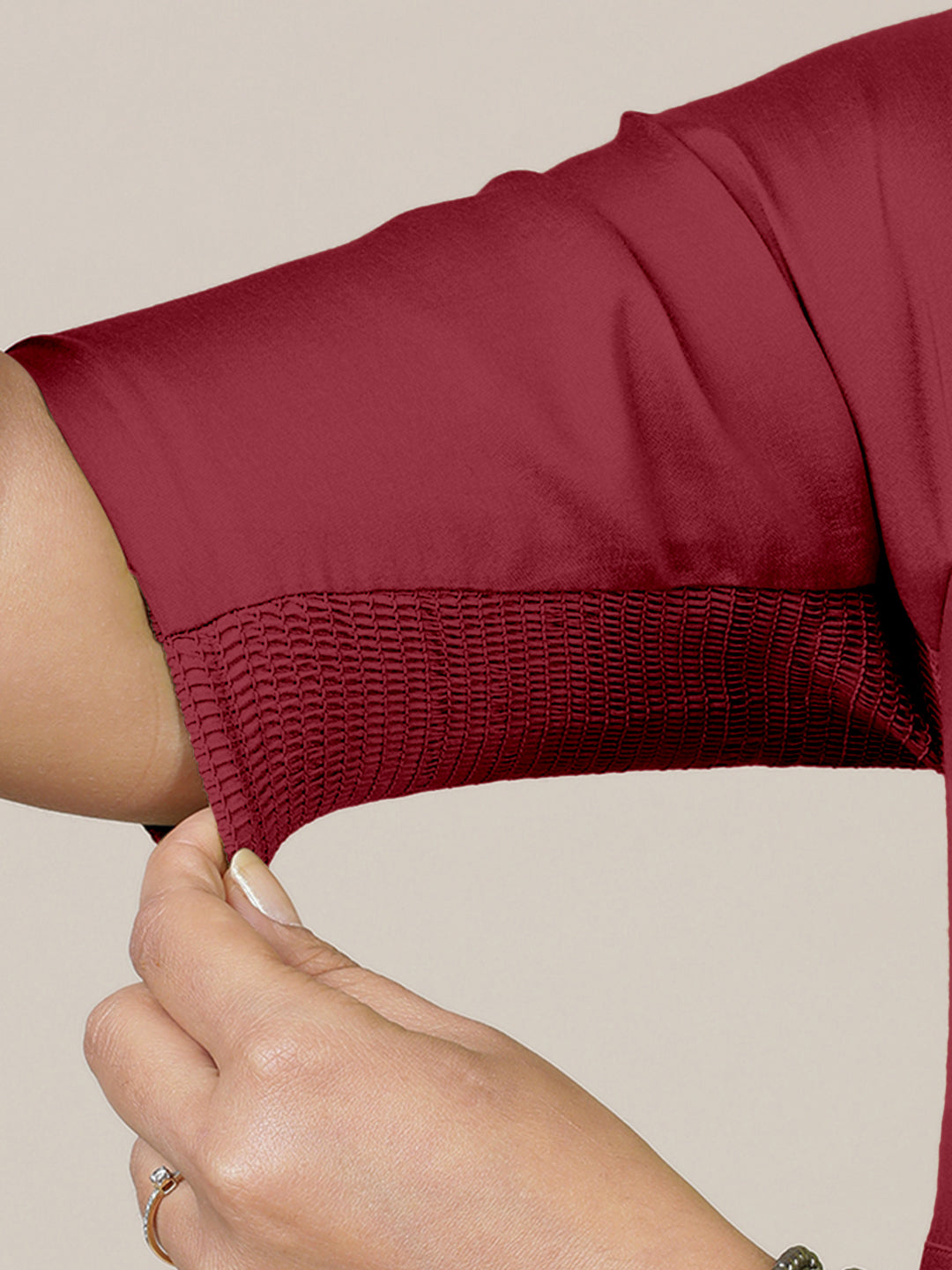 Faiza x Rozaana Kurta, in Red Viscose, featuring elbow sleeves and v-neckline, made for daily & work (view 5).
