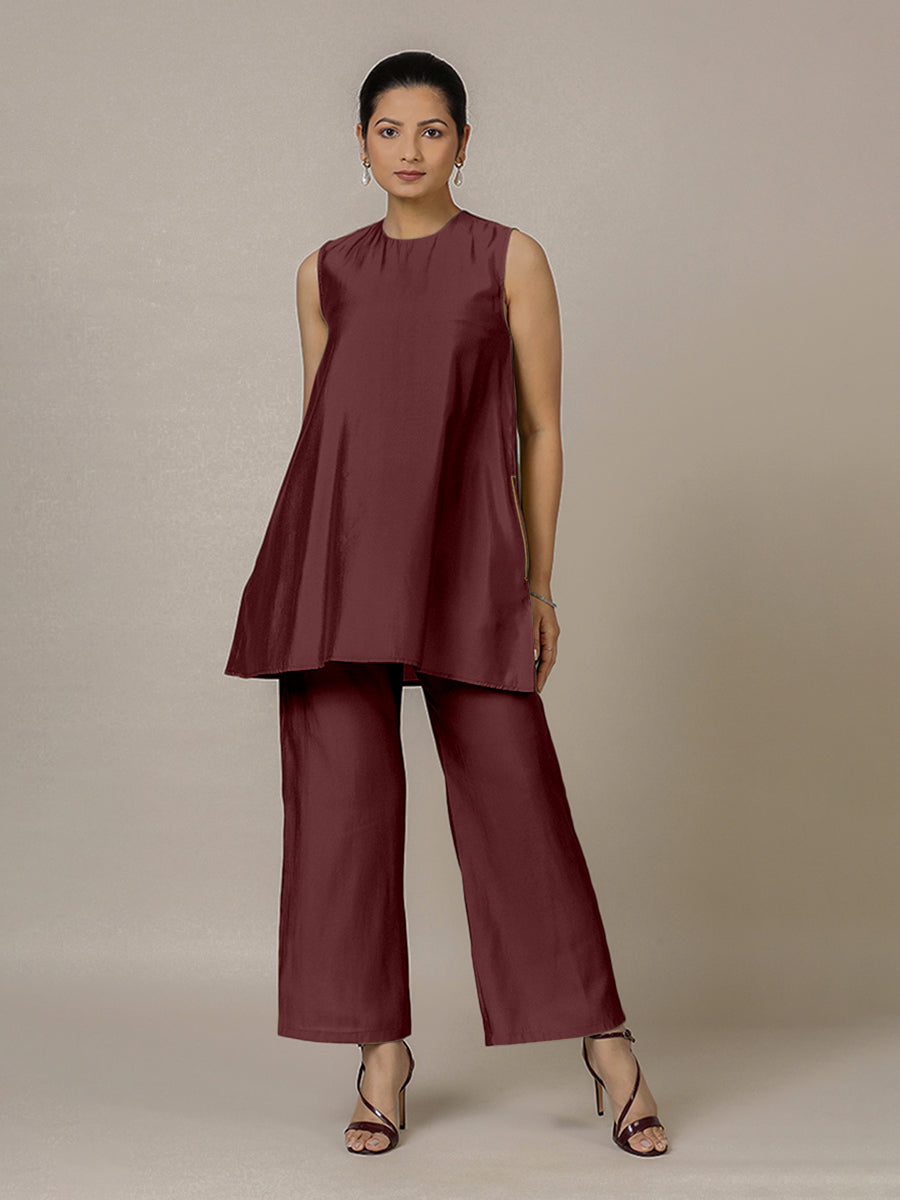 Sana x Rozaana | A Line Kurta in Deep Maroon with Thread Work | Coords or Only Kurta