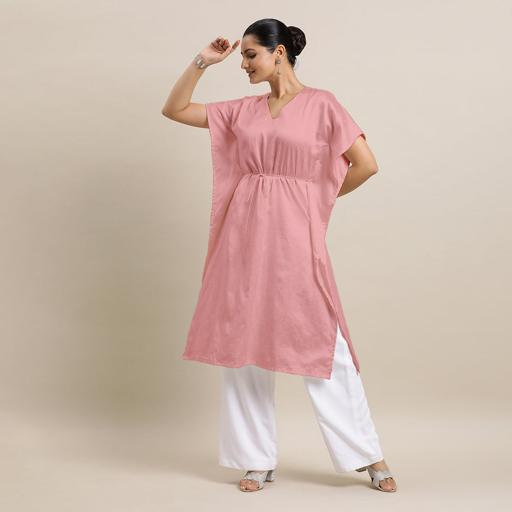 Siya x Rozaana | Kaftan Kurta in Sea Pink with Thread Work | Coords or Only Kurta