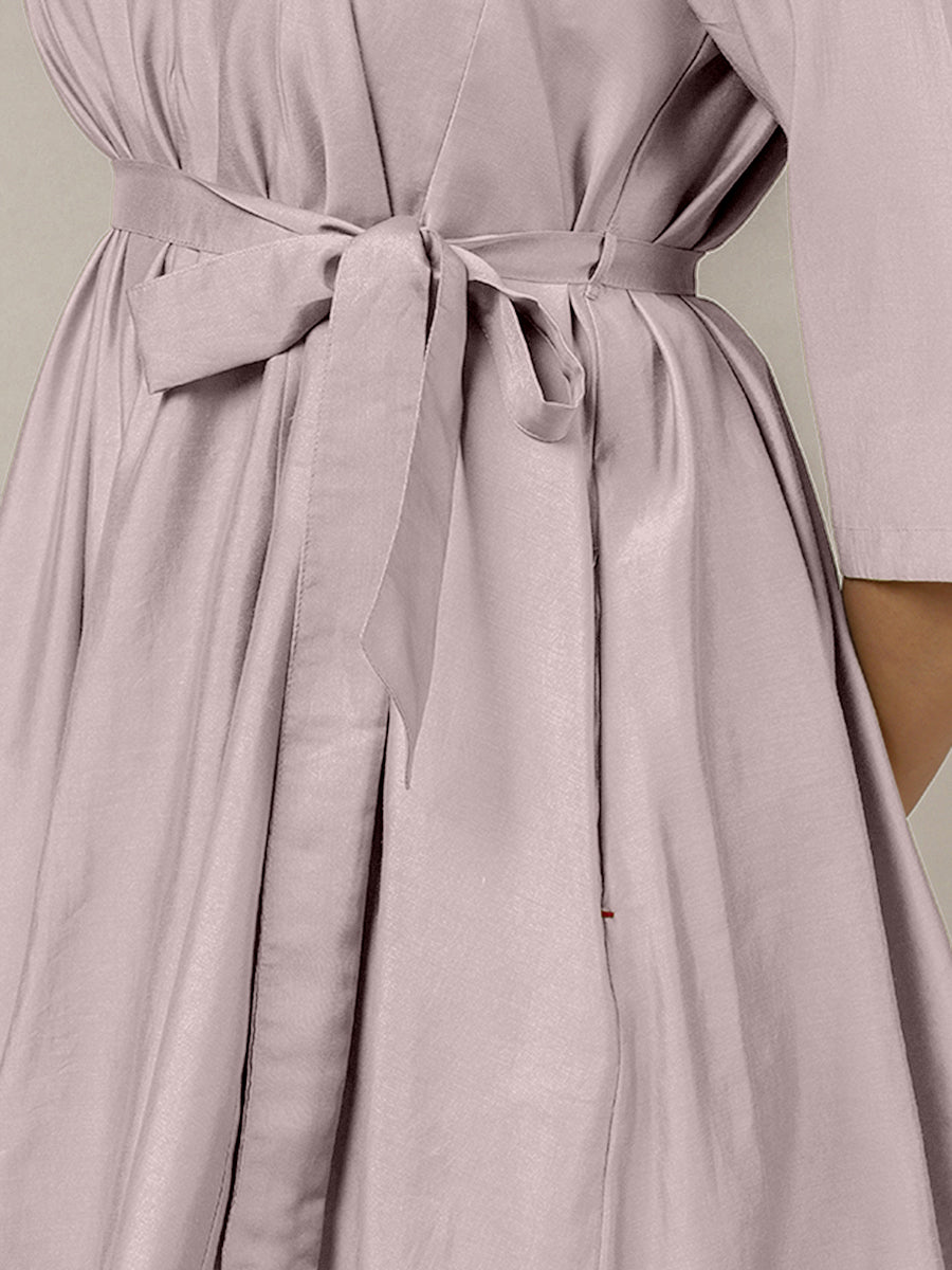 Tuhi x Rozaana Kurta, in Purple Viscose, featuring three quarter sleeves and v-neckline, made for daily & work (view 4).