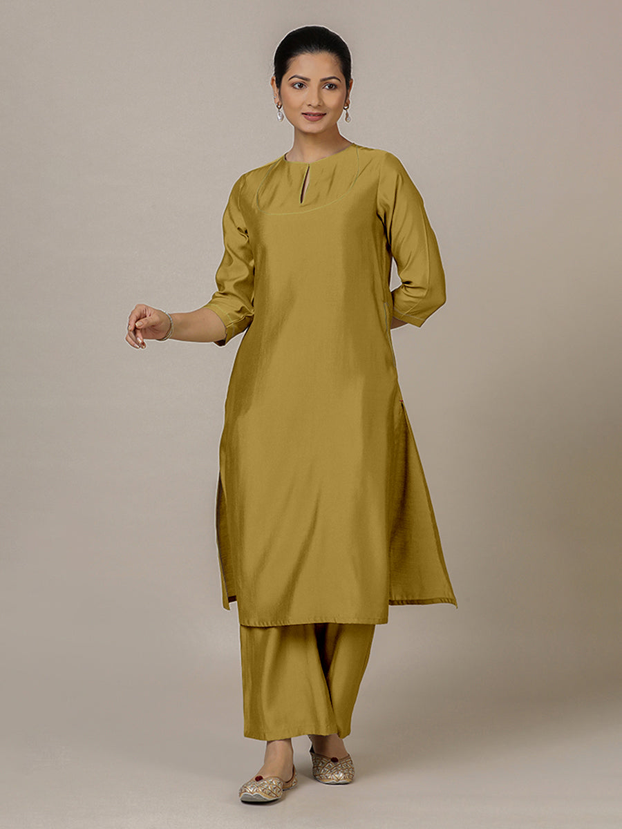 Zoya x Rozaana | A Line Kurta in Dijon Mustard with Thread Work | Coords or Only Kurta