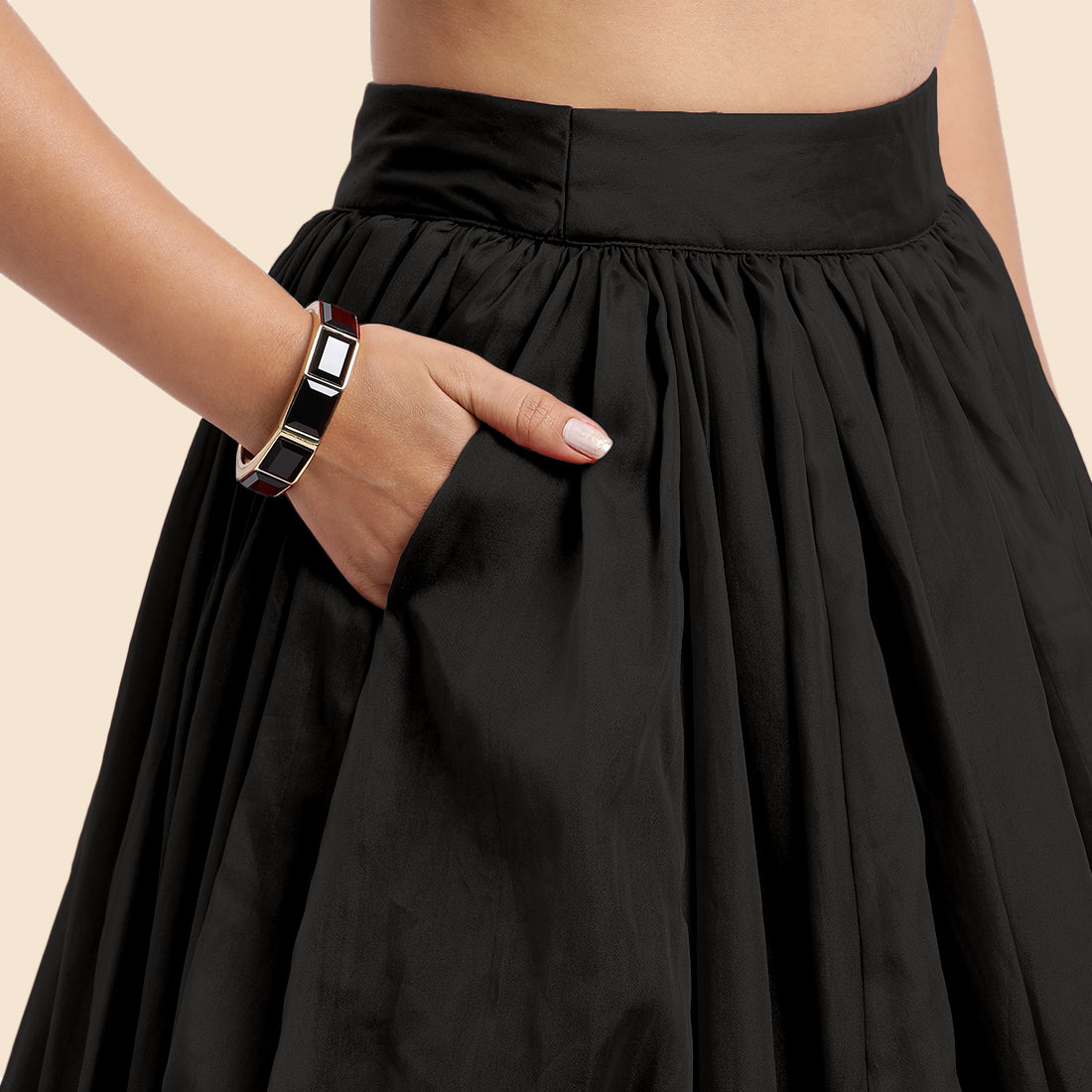 Bahaar x Tyohaar Lehenga Skirt, in Black Viscose Organza, made for party & festive (view 6).