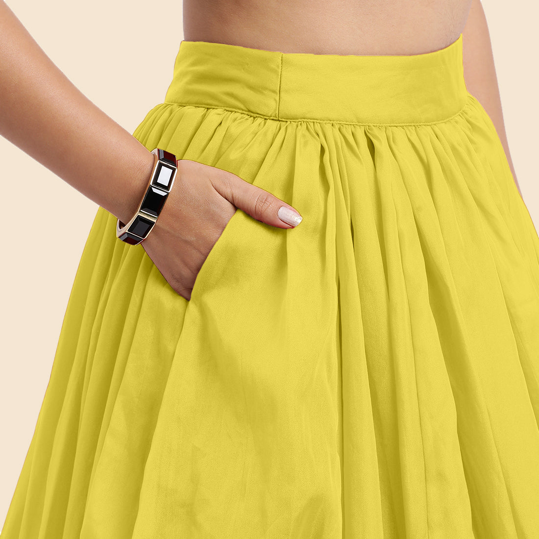 Bahaar x Tyohaar Lehenga Skirt, in Yellow Viscose Organza, made for party & festive (view 3).