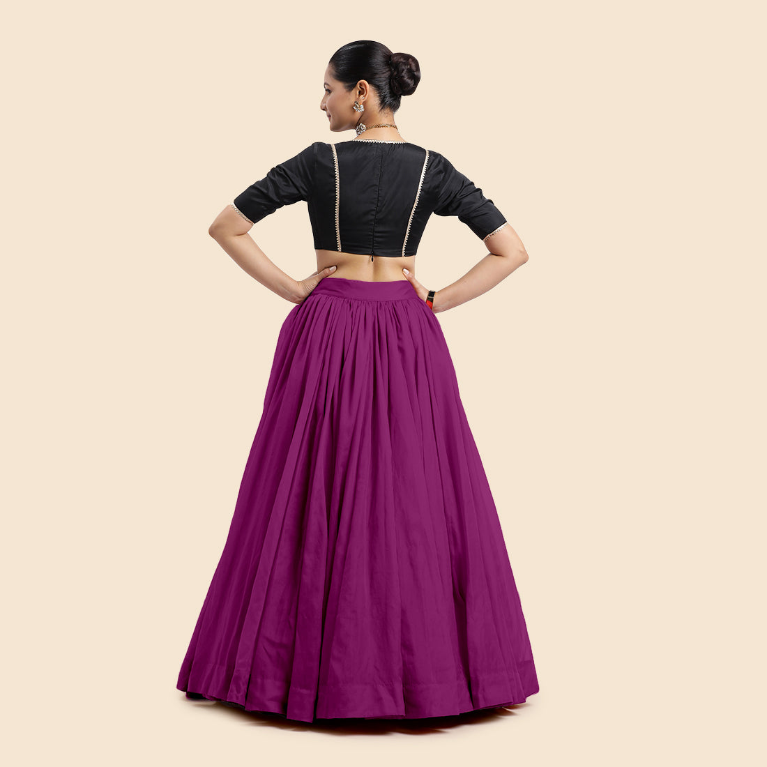 Bahaar x Tyohaar Lehenga Skirt, in Purple Viscose Organza, made for party & festive (view 3).