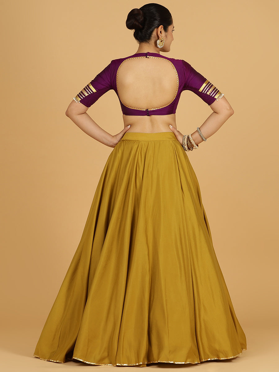 Jhalak x Tyohaar Lehenga Skirt, in Yellow 80% Viscose 20% Polyester, made for party & festive (view 2).