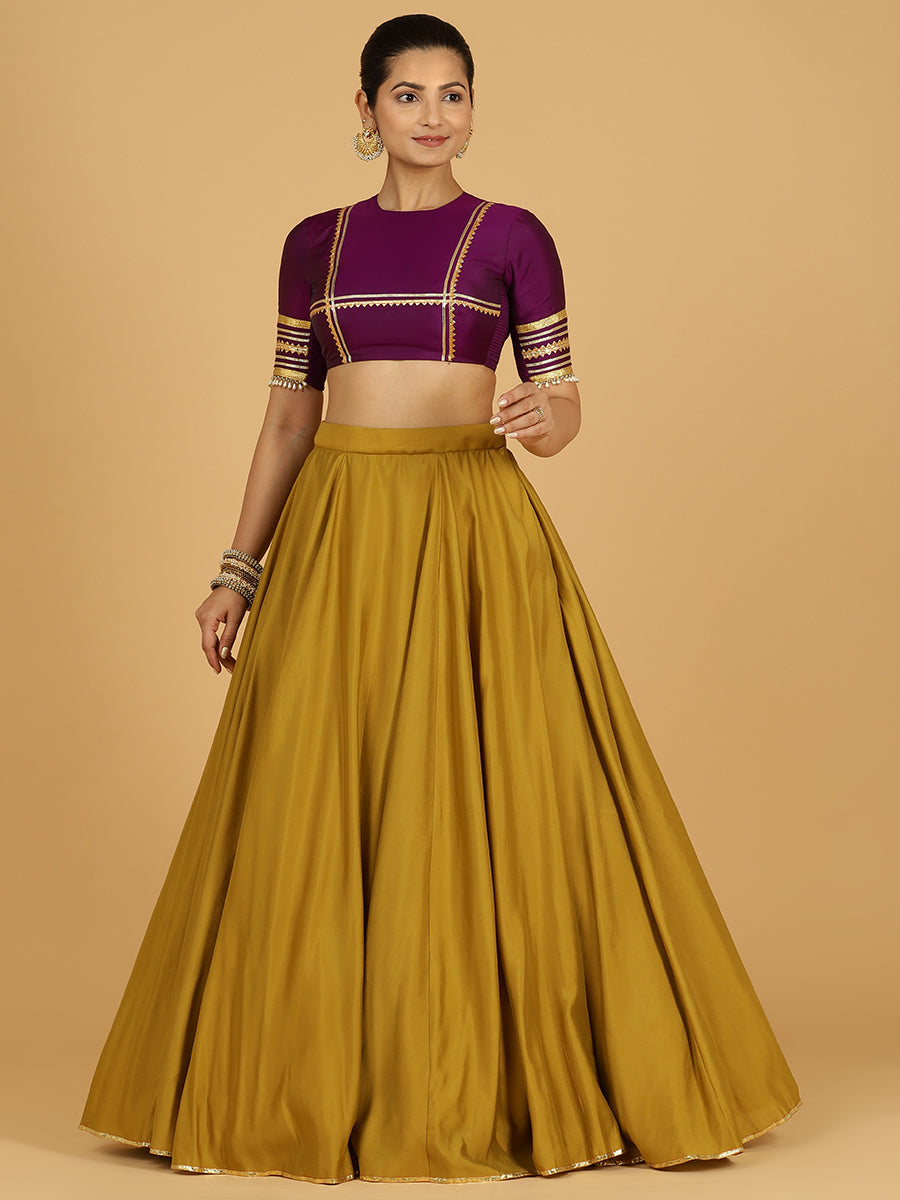 Jhalak x Tyohaar Lehenga Skirt, in Yellow 80% Viscose 20% Polyester, made for party & festive (view 5).
