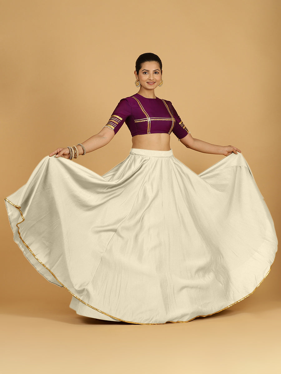 Jhalak x Tyohaar Lehenga Skirt, in White 80% Viscose 20% Polyester, made for party & festive (view 5).
