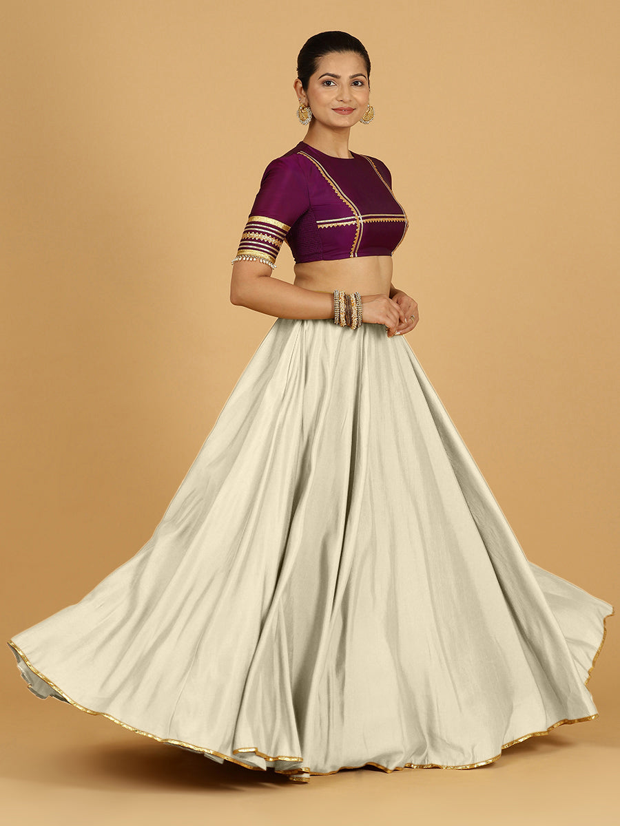 Jhalak x Tyohaar Lehenga Skirt, in White 80% Viscose 20% Polyester, made for party & festive (view 6).