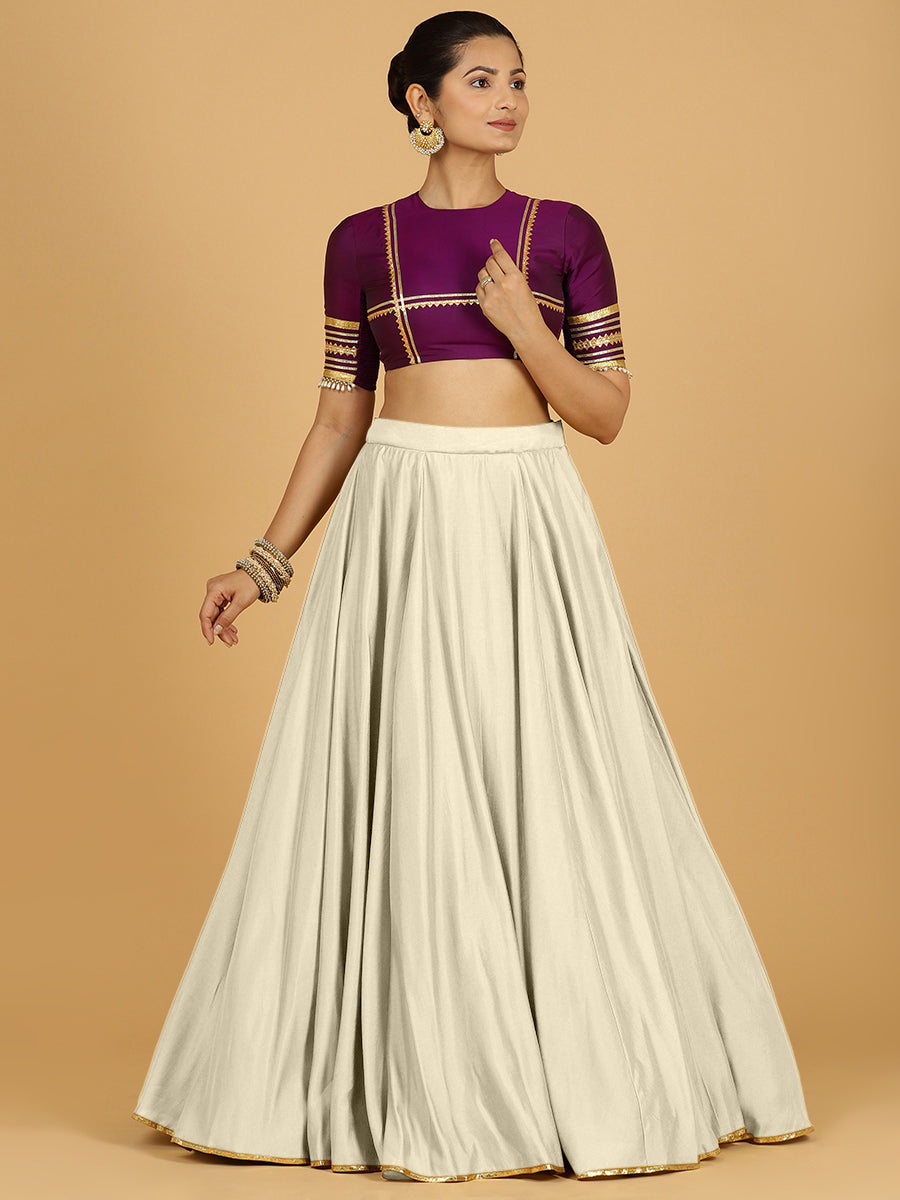 Jhalak x Tyohaar Lehenga Skirt, in White 80% Viscose 20% Polyester, made for party & festive (view 7).