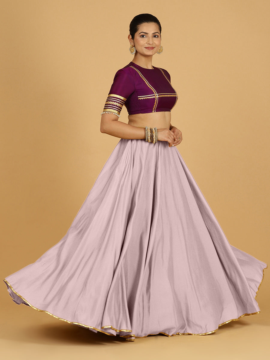 Jhalak x Tyohaar Lehenga Skirt, in Purple 80% Viscose 20% Polyester, made for party & festive.
