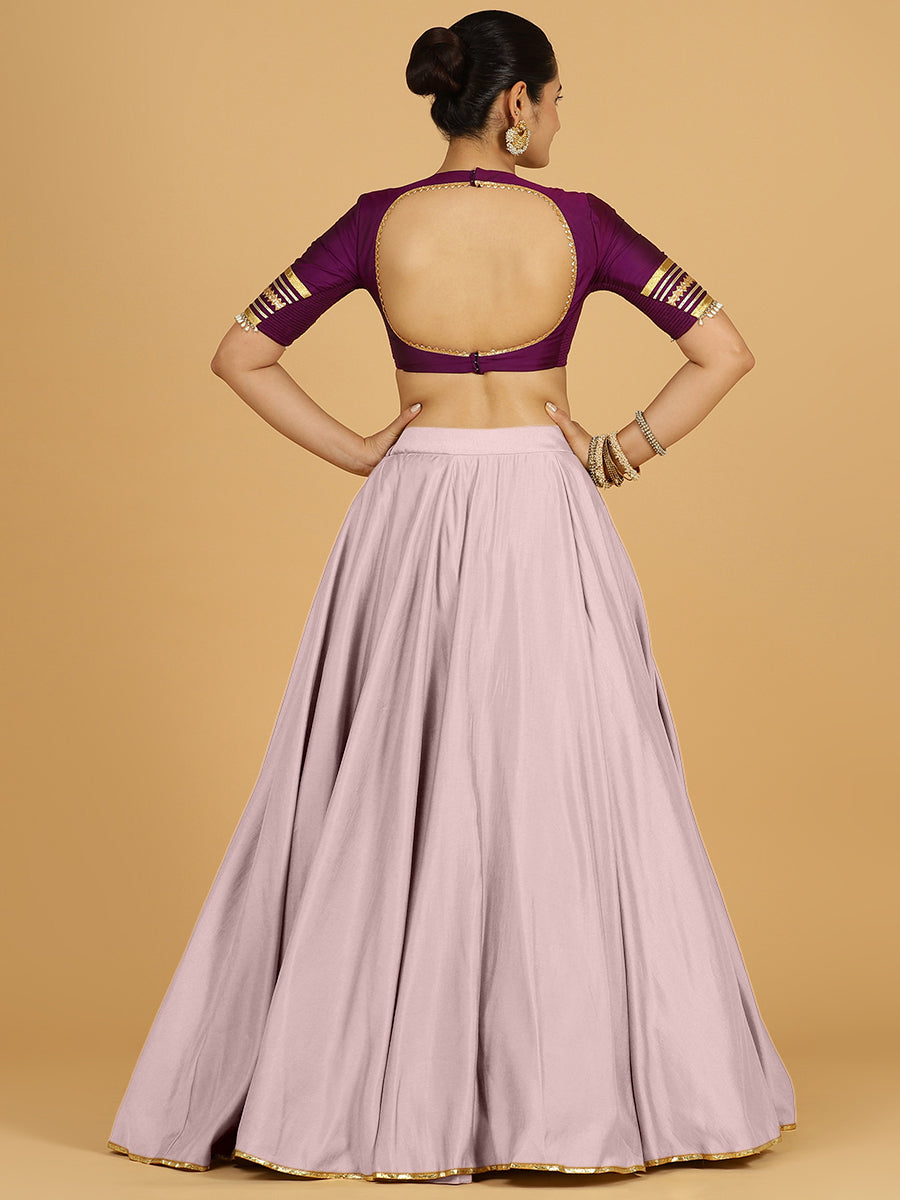 Jhalak x Tyohaar Lehenga Skirt, in Purple 80% Viscose 20% Polyester, made for party & festive (view 2).