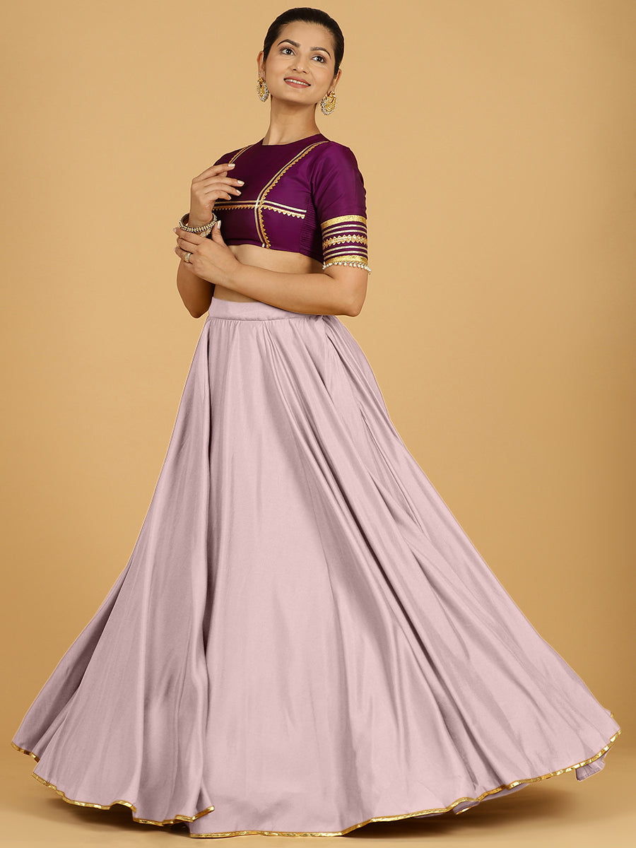 Jhalak x Tyohaar Lehenga Skirt, in Purple 80% Viscose 20% Polyester, made for party & festive (view 6).
