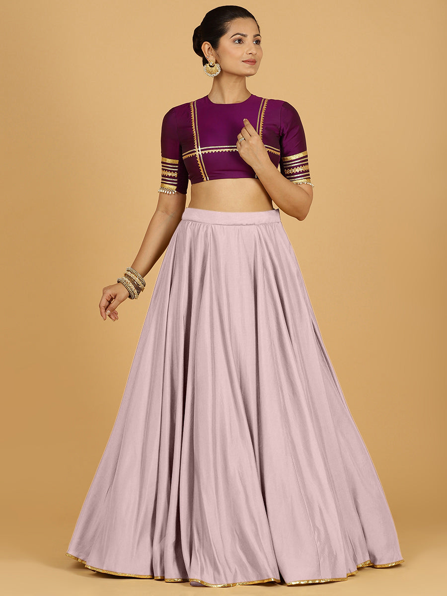 Jhalak x Tyohaar Lehenga Skirt, in Purple 80% Viscose 20% Polyester, made for party & festive (view 7).