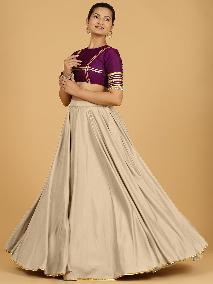 Jhalak x Tyohaar Lehenga Skirt, in Grey 80% Viscose 20% Polyester, made for party & festive (view 5).