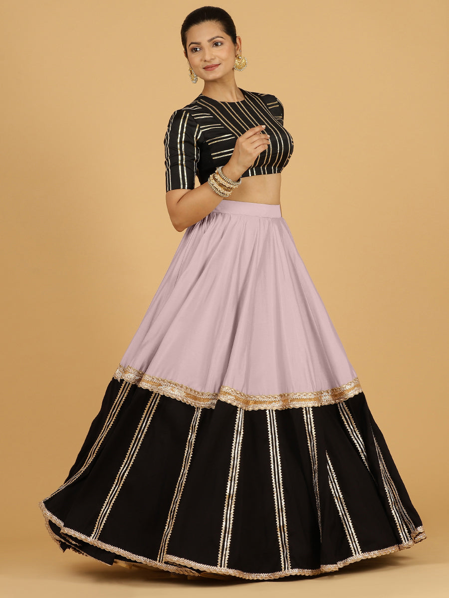 Mastani x Tyohaar Lehenga Skirt, in Purple 80% Viscose 20% Polyester, made for party & festive (view 6).