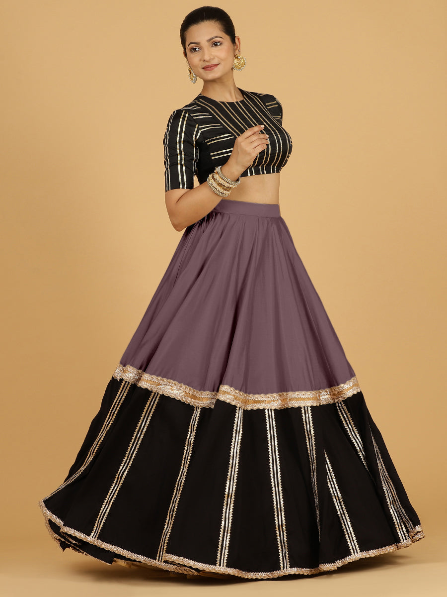 Mastani x Tyohaar Lehenga Skirt, in Purple 80% Viscose 20% Polyester, made for party & festive.