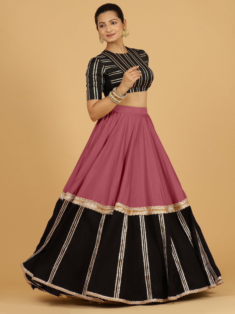 Mastani x Tyohaar Lehenga Skirt, in Pink 80% Viscose 20% Polyester, made for party & festive (view 6).