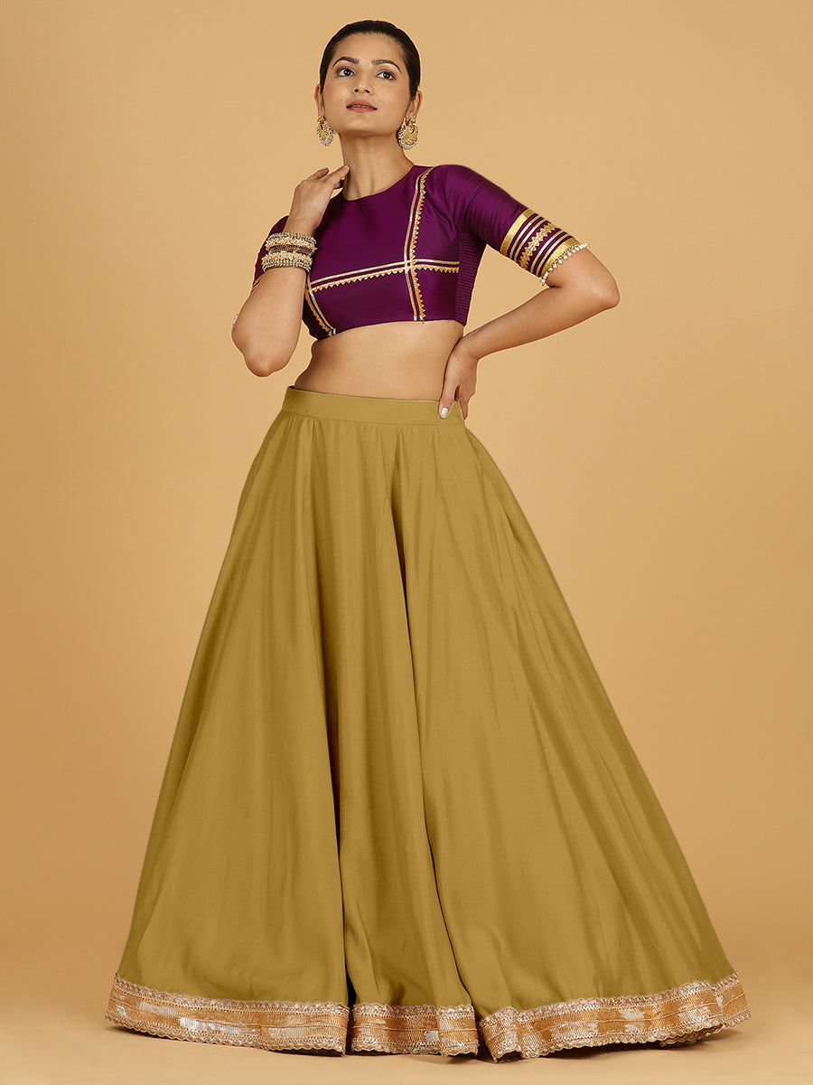 Zainab x Tyohaar Lehenga Skirt, in Yellow 80% Viscose 20% Polyester, made for party & festive (view 5).