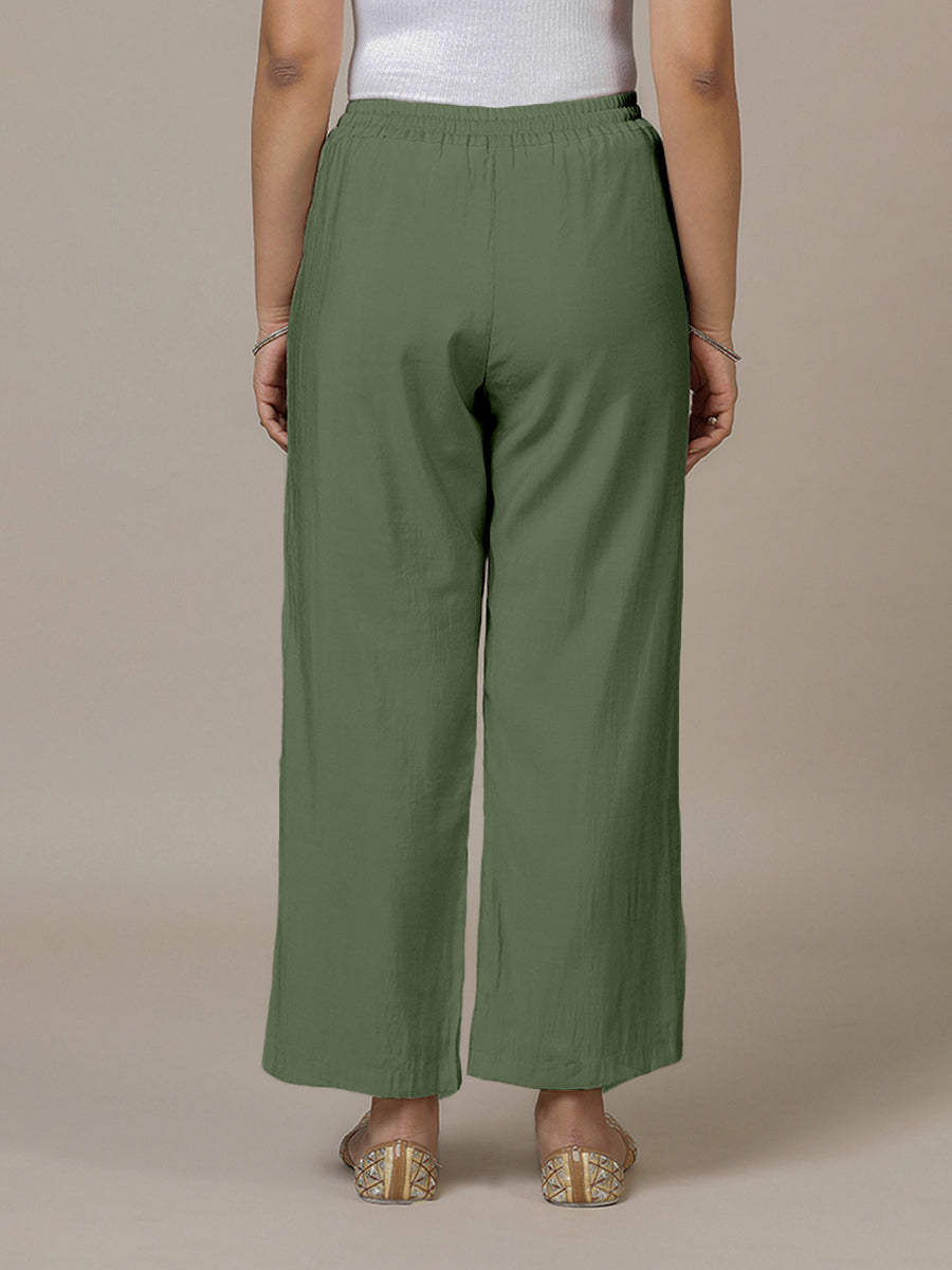 Fiza x Rozaana Pant/Trousers, in Green, made for daily & work (view 2).