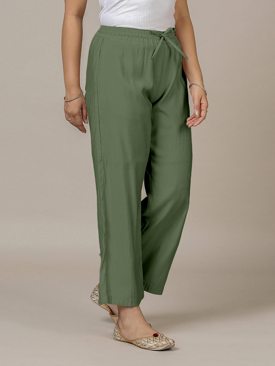 Fiza x Rozaana Pant/Trousers, in Green, made for daily & work (view 5).