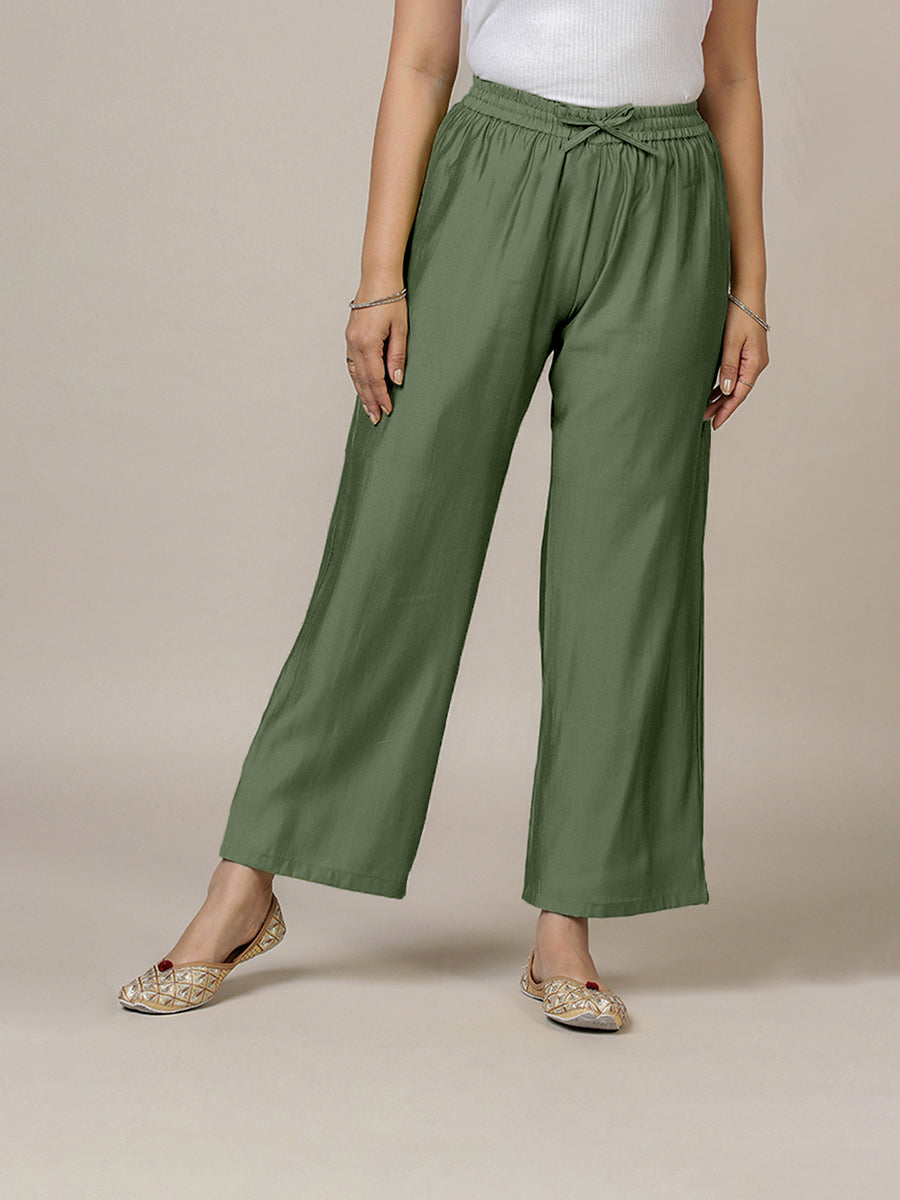 Fiza x Rozaana Pant/Trousers, in Green, made for daily & work (view 6).