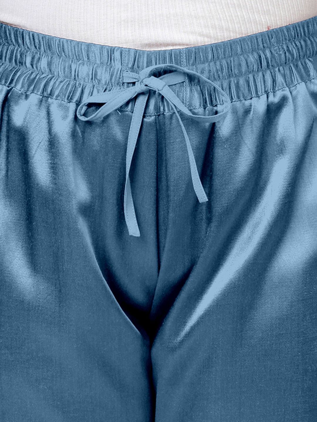 Swara x Tyohaar Pant/Trousers, in Blue Mashru Silk, made for daily & work (view 3).