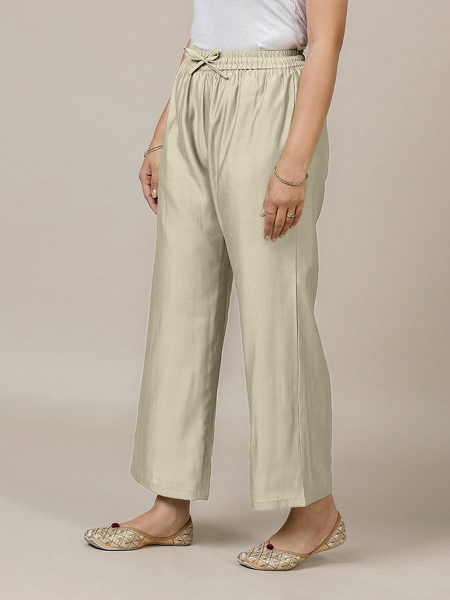 Fiza x Rozaana Pant/Trousers, in Cream, made for daily & work (view 6).