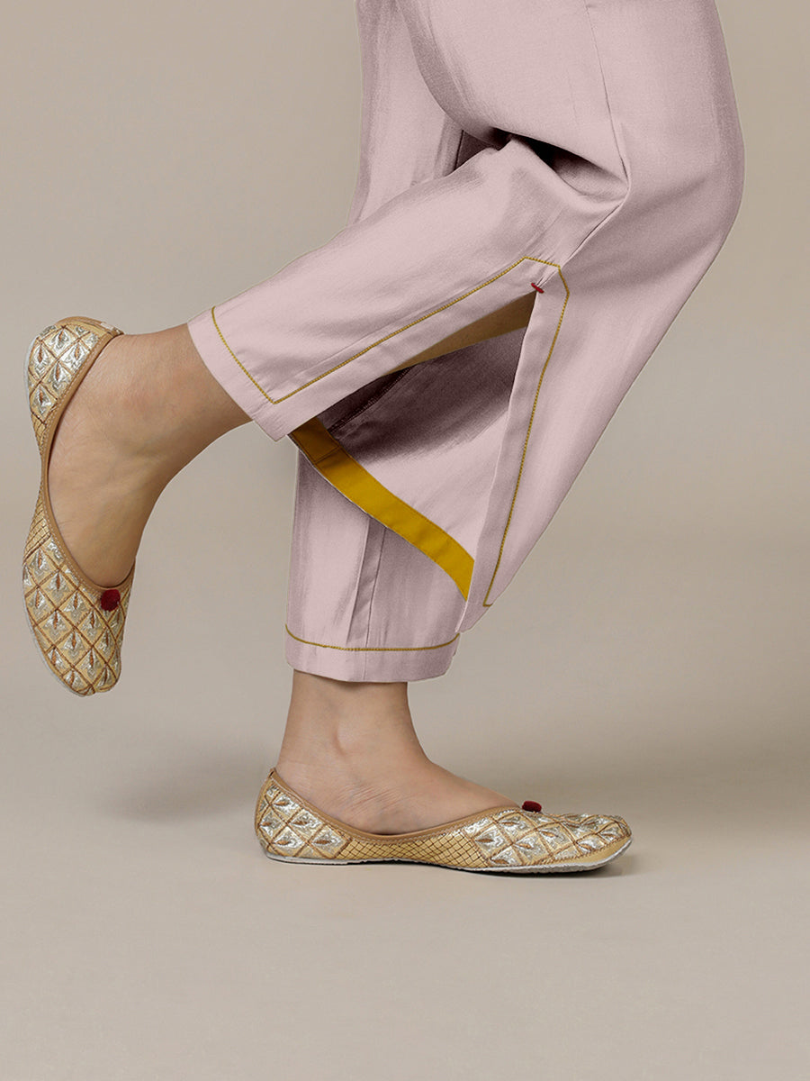 Saba x Rozaana Pant/Trousers, in Purple 100% Cotton, made for daily & work (view 3).