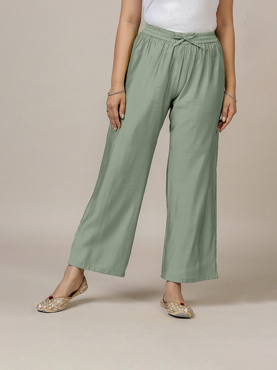 Fiza x Rozaana Pant/Trousers, in Green, made for daily & work (view 6).