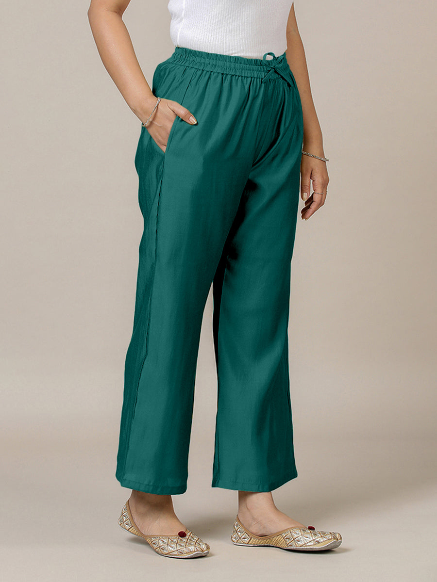 Fiza x Rozaana Pant/Trousers, in Green, made for daily & work (view 7).