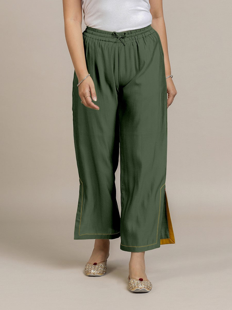 Saba x Rozaana Pant/Trousers, in Green 100% Cotton, made for daily & work.