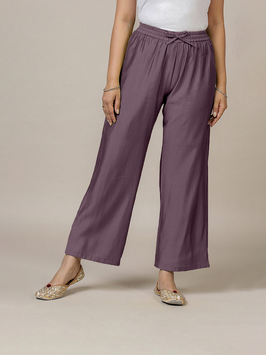 Fiza x Rozaana Pant/Trousers, in Purple, made for daily & work (view 6).